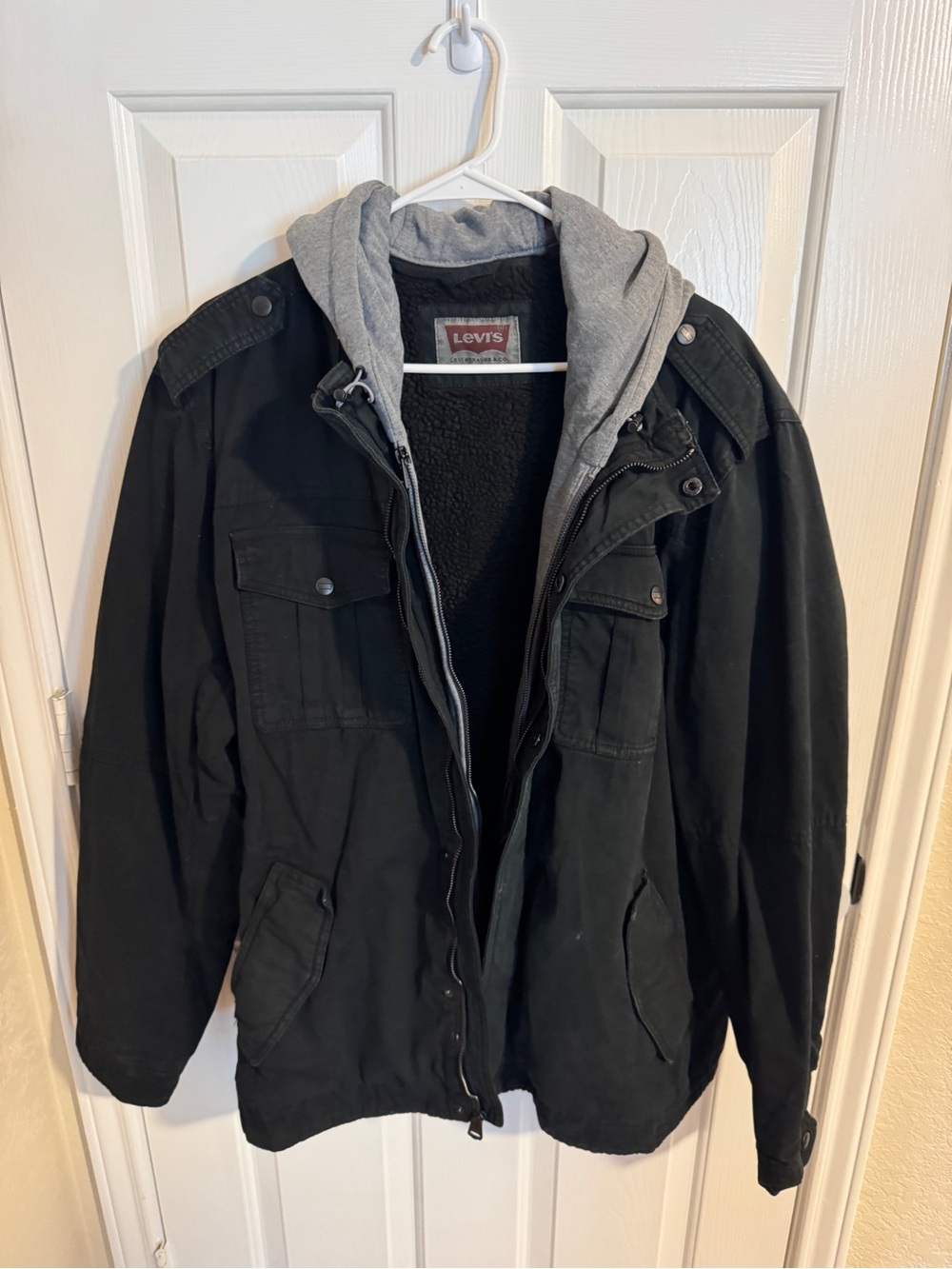 Levi's Black Field Jacket with Gray Hood